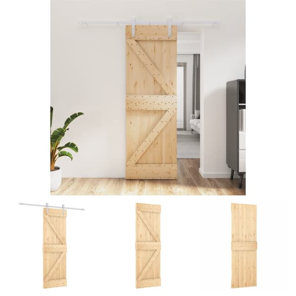 The Living Store Skjutdörr med beslag 70x210 cm massiv furu -  Dörrar