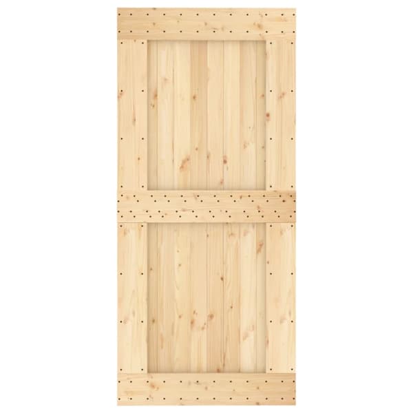 The Living Store skydedør med monteringssæt 95x210 cm massivt fyrretræ -  Døre