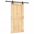 Miniatyrbillede 3 af 11: The Living Store skydedør med monteringssæt 100x210 cm massivt fyrretræ -  Døre