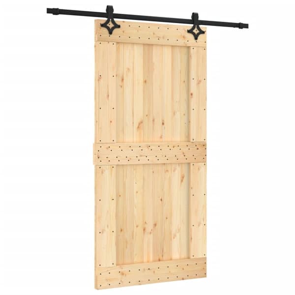 The Living Store skydedør med monteringssæt 100x210 cm massivt fyrretræ -  Døre