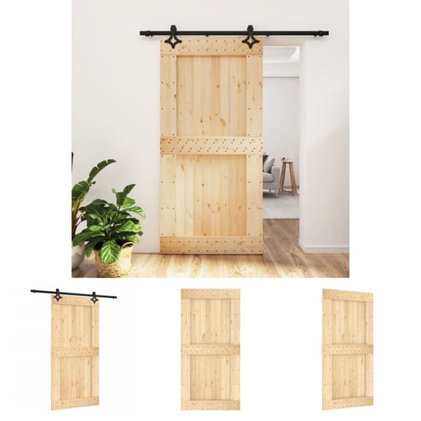 The Living Store Skjutdörr med beslag 100x210 cm massiv furu -  Dörrar