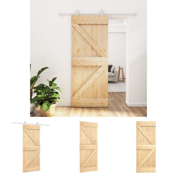 The Living Store Skjutdörr med beslag 85x210 cm massiv furu -  Dörrar