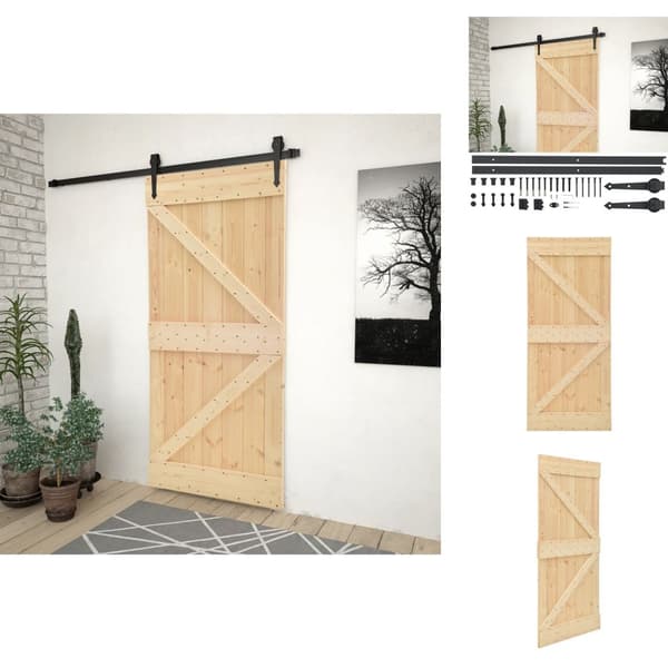 Døre - Living skydedør med monteringssæt 90x210 cm massivt fyrretræ