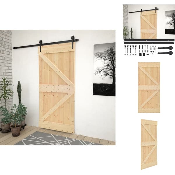 Døre - Living skydedør med monteringssæt 100x210 cm massivt fyrretræ