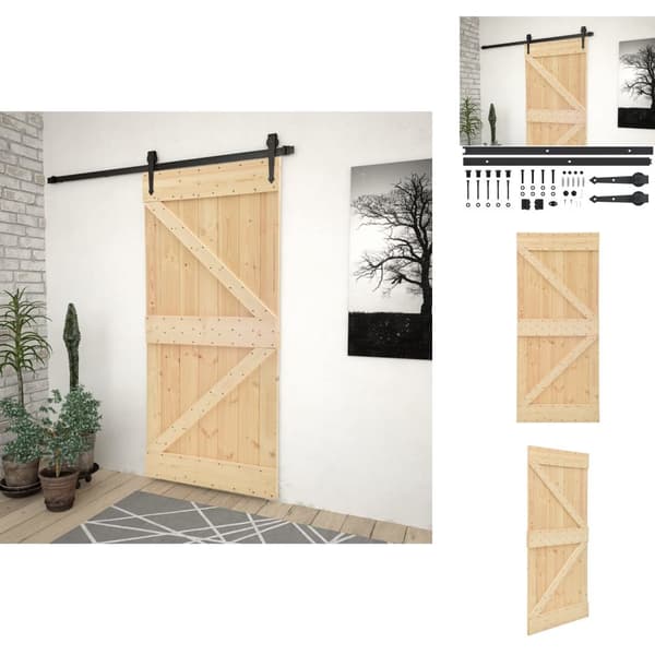Døre - Living skydedør med monteringssæt 90x210 cm massivt fyrretræ