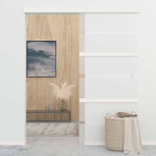 Døre - Living skydedør med bløde stop 90x205 cm hærdet glas og aluminium sølv