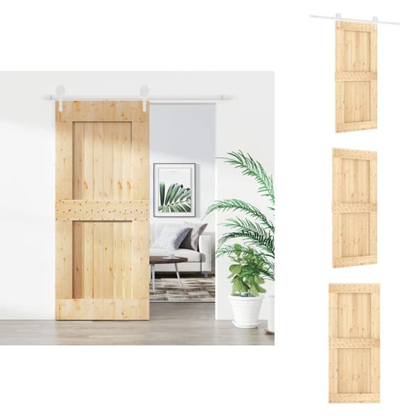 Døre - Living skydedør med monteringssæt 90x210 cm massivt fyrretræ