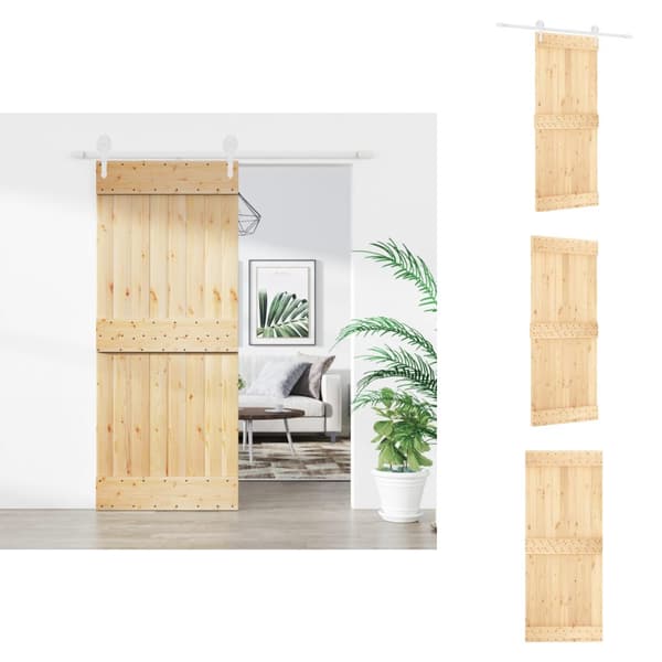 Døre - Living skydedør med monteringssæt 85x210 cm massivt fyrretræ