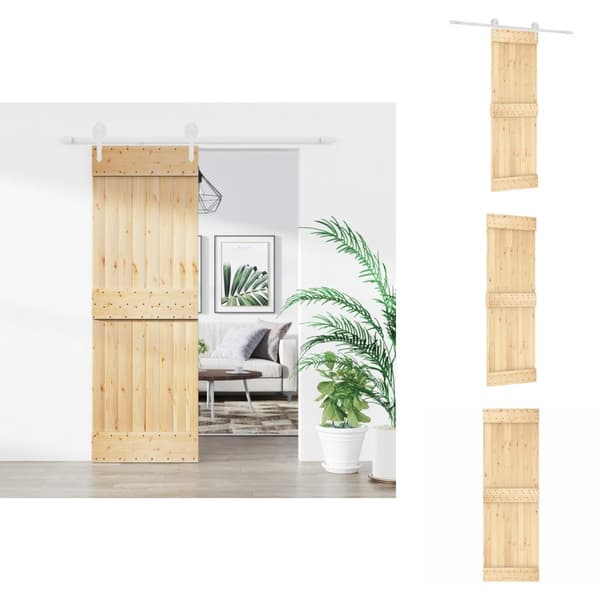 Døre - Living skydedør med monteringssæt 70x210 cm massivt fyrretræ