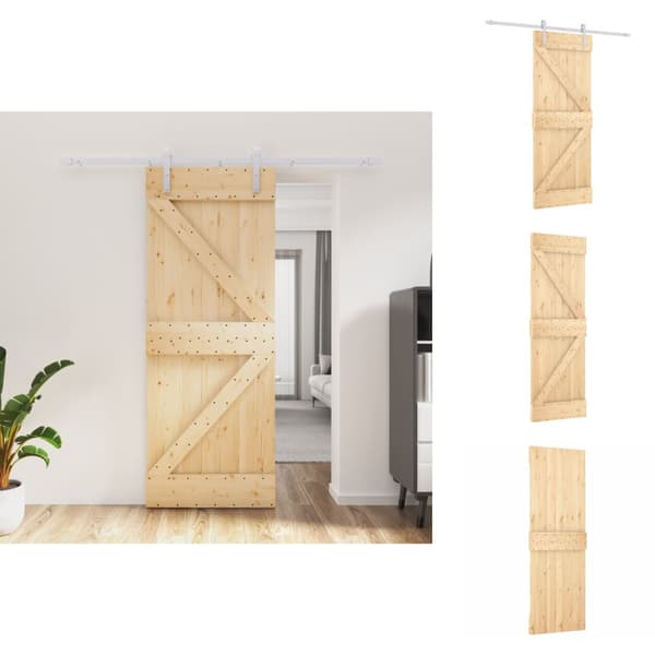 Døre - Living skydedør med monteringssæt 80x210 cm massivt fyrretræ
