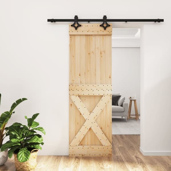 Døre - Living skydedør med monteringssæt 70x210 cm massivt fyrretræ