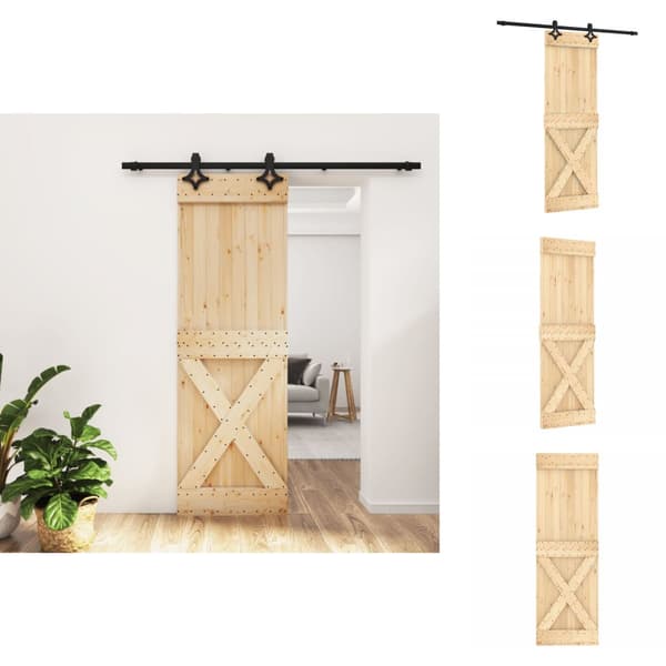 Døre - Living skydedør med monteringssæt 70x210 cm massivt fyrretræ
