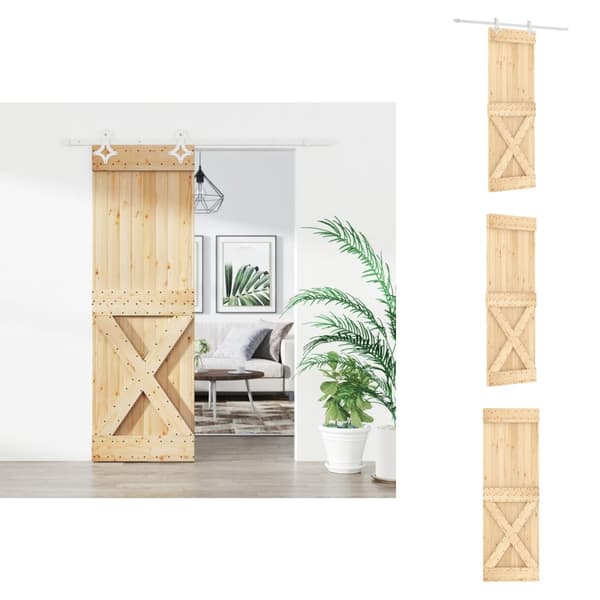 Døre - Living skydedør med monteringssæt 70x210 cm massivt fyrretræ