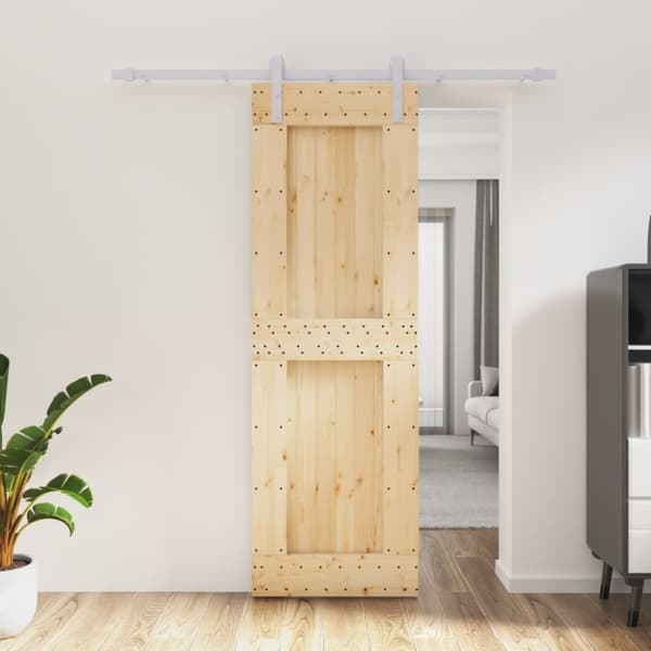 Døre - Living skydedør med monteringssæt 70x210 cm massivt fyrretræ