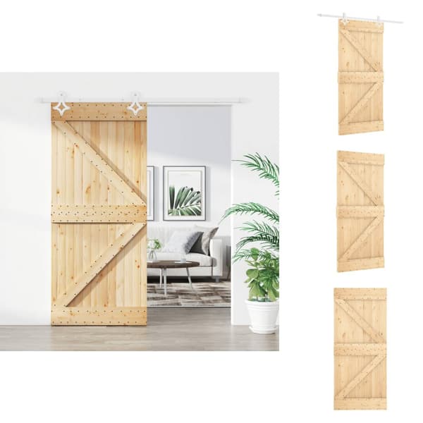 Døre - Living skydedør med monteringssæt 90x210 cm massivt fyrretræ