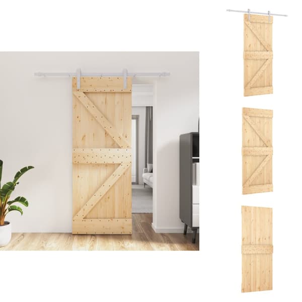 Døre - Living skydedør med monteringssæt 80x210 cm massivt fyrretræ