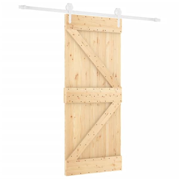 Døre - Living skydedør med monteringssæt 80x210 cm massivt fyrretræ
