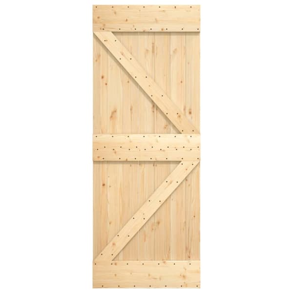Døre - Living skydedør med monteringssæt 80x210 cm massivt fyrretræ
