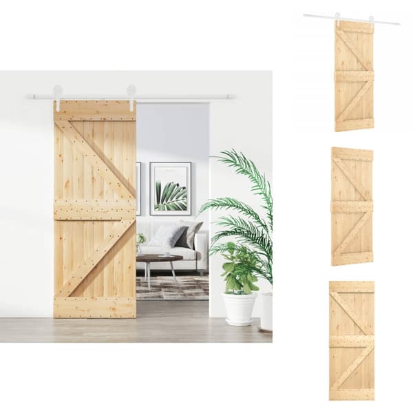 Døre - Living skydedør med monteringssæt 80x210 cm massivt fyrretræ