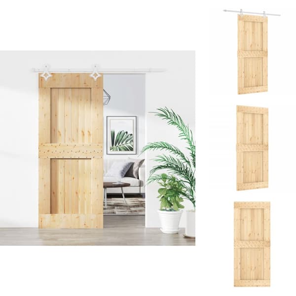 Døre - Living skydedør med monteringssæt 90x210 cm massivt fyrretræ