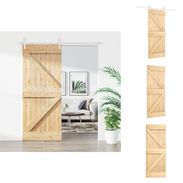 Døre - Living skydedør med monteringssæt 85x210 cm massivt fyrretræ