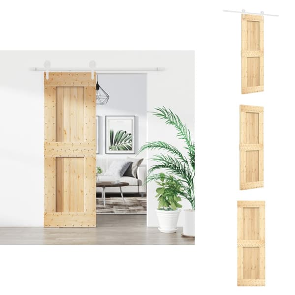 Døre - Living skydedør med monteringssæt 70x210 cm massivt fyrretræ