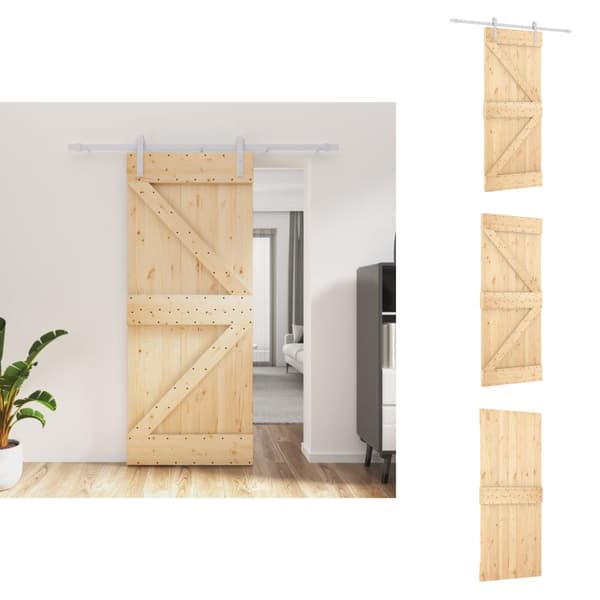 Døre - Living skydedør med monteringssæt 85x210 cm massivt fyrretræ