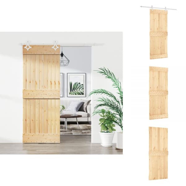 Døre - Living skydedør med monteringssæt 85x210 cm massivt fyrretræ