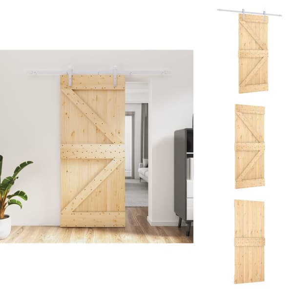 Døre - Living skydedør med monteringssæt 90x210 cm massivt fyrretræ