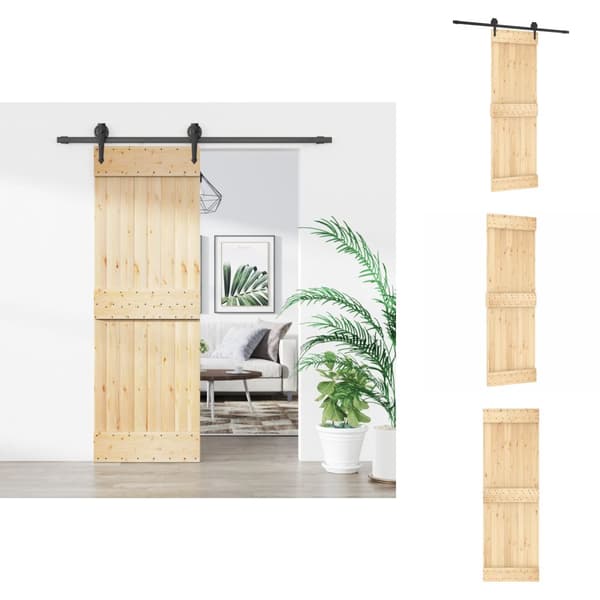 Døre - Living skydedør med monteringssæt 70x210 cm massivt fyrretræ