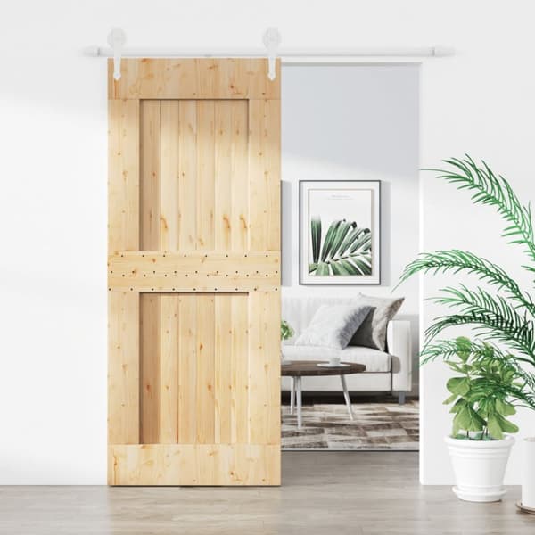 Døre - Living skydedør med monteringssæt 85x210 cm massivt fyrretræ