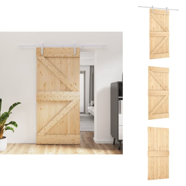 Døre - Living skydedør med monteringssæt 95x210 cm massivt fyrretræ