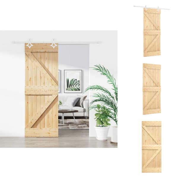 Døre - Living skydedør med monteringssæt 80x210 cm massivt fyrretræ