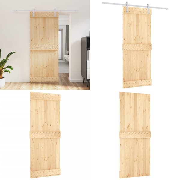 Skydedør med monteringssæt 85x210 cm massivt fyrretræ - Dør - Døre - Home & Living