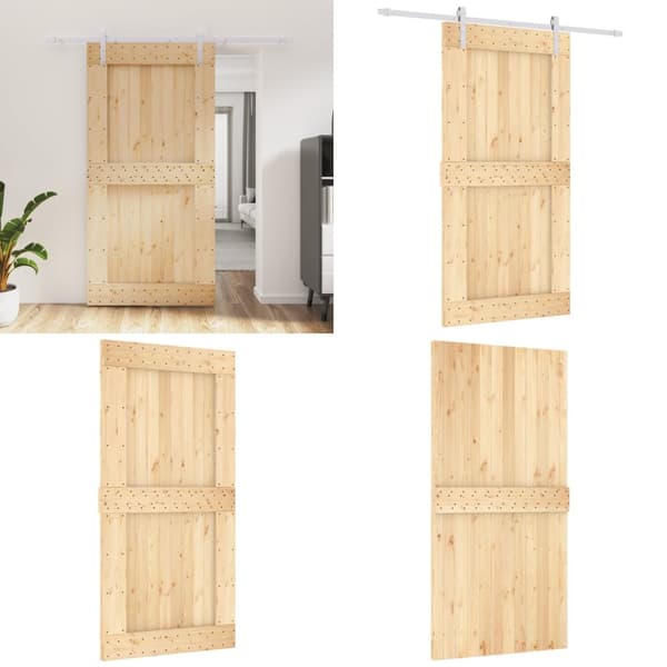 Skydedør med monteringssæt 100x210 cm massivt fyrretræ - Dør - Døre - Home & Living