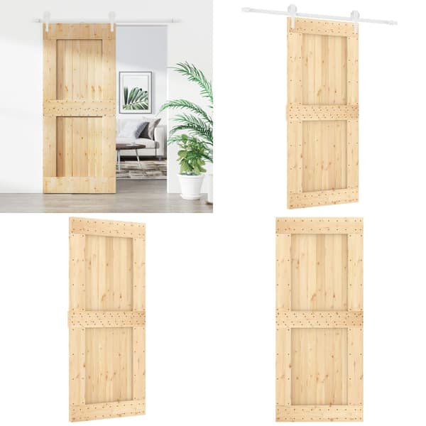 Skydedør med monteringssæt 90x210 cm massivt fyrretræ - Dør - Døre - Home & Living
