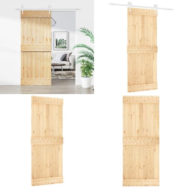 Skydedør med monteringssæt 85x210 cm massivt fyrretræ - Dør - Døre - Home & Living