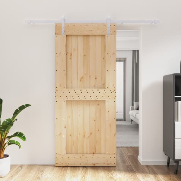 Skydedør med monteringssæt 90x210 cm massivt fyrretræ - Dør - Døre - Home & Living