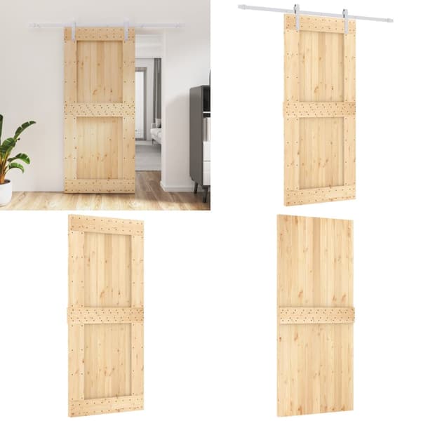 Skydedør med monteringssæt 90x210 cm massivt fyrretræ - Dør - Døre - Home & Living