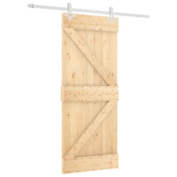 Skydedør med monteringssæt 85x210 cm massivt fyrretræ - Dør - Døre - Home & Living