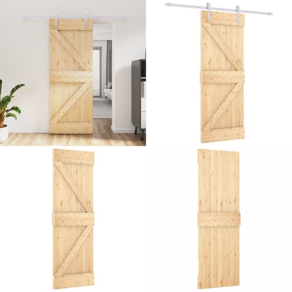 Skydedør med monteringssæt 80x210 cm massivt fyrretræ - Dør - Døre - Home & Living