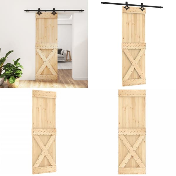 Skydedør med monteringssæt 70x210 cm massivt fyrretræ - Dør - Døre - Home & Living