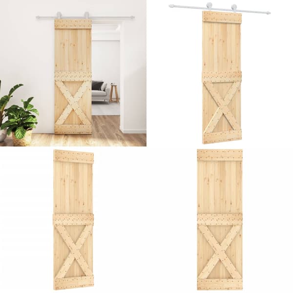 Skjutdörr med beslag 70x210 cm massiv furu - Ladugårdsdörr - Ladugårdsdörrar - Home & Living