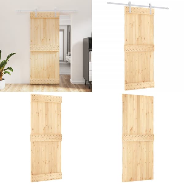 Skydedør med monteringssæt 85x210 cm massivt fyrretræ - Dør - Døre - Home & Living