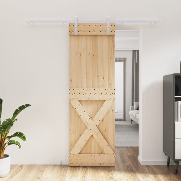 Skydedør med monteringssæt 70x210 cm massivt fyrretræ - Dør - Døre - Home & Living