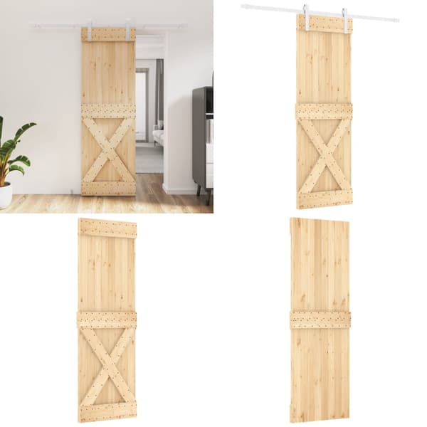 Skydedør med monteringssæt 70x210 cm massivt fyrretræ - Dør - Døre - Home & Living