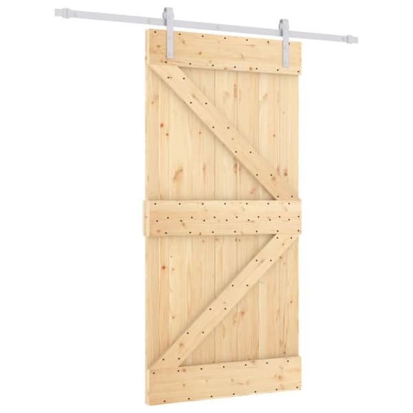 Skydedør med monteringssæt 100x210 cm massivt fyrretræ - Dør - Døre - Home & Living