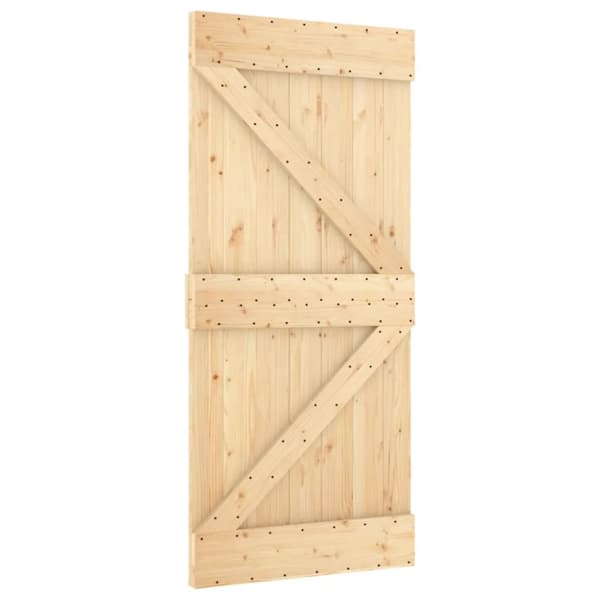 Skydedør med monteringssæt 100x210 cm massivt fyrretræ - Dør - Døre - Home & Living