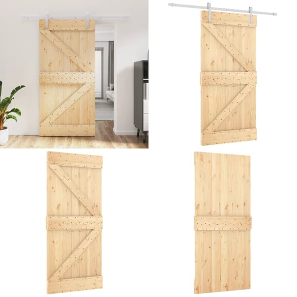 Skydedør med monteringssæt 100x210 cm massivt fyrretræ - Dør - Døre - Home & Living