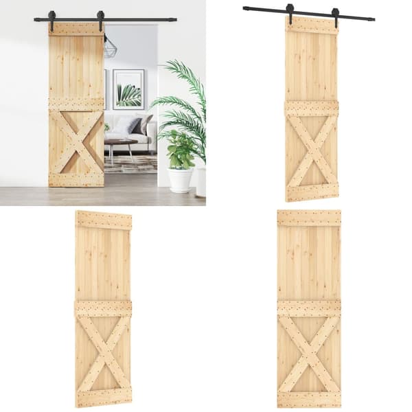 Skydedør med monteringssæt 70x210 cm massivt fyrretræ - Dør - Døre - Home & Living